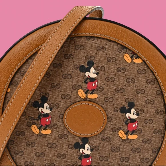 Gucci X DISNEY Mini Vintage GG Supreme Monogram Mickey Mouse Round Shoulder Bag - Picture 4 of 6